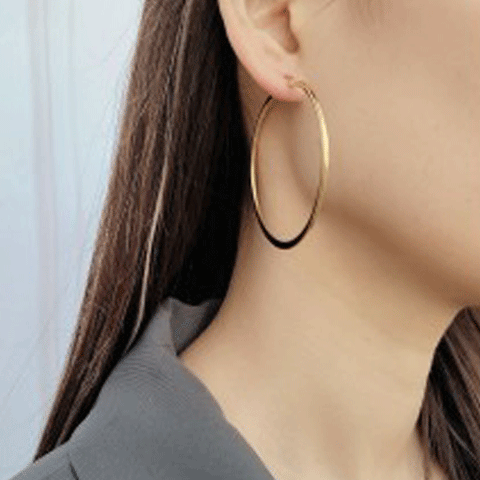 Large stainless steel hoop earrings deals