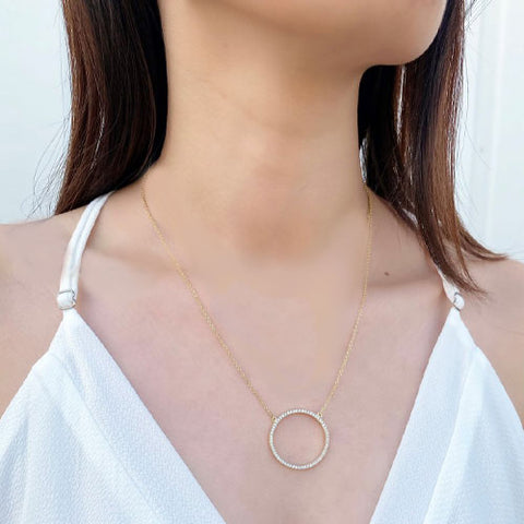 Pave Large Circle Necklace